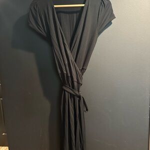 Boden Black Wrap Maxi Dress with Plunge Neckline